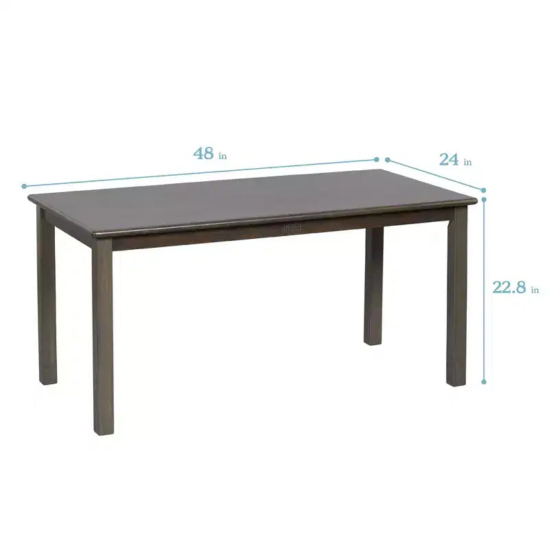 Tavolo rettangolare per bambini in legno di gomma, 122 x 61 x 58 cm, certificato GREENGUARD Gold, colori assortiti