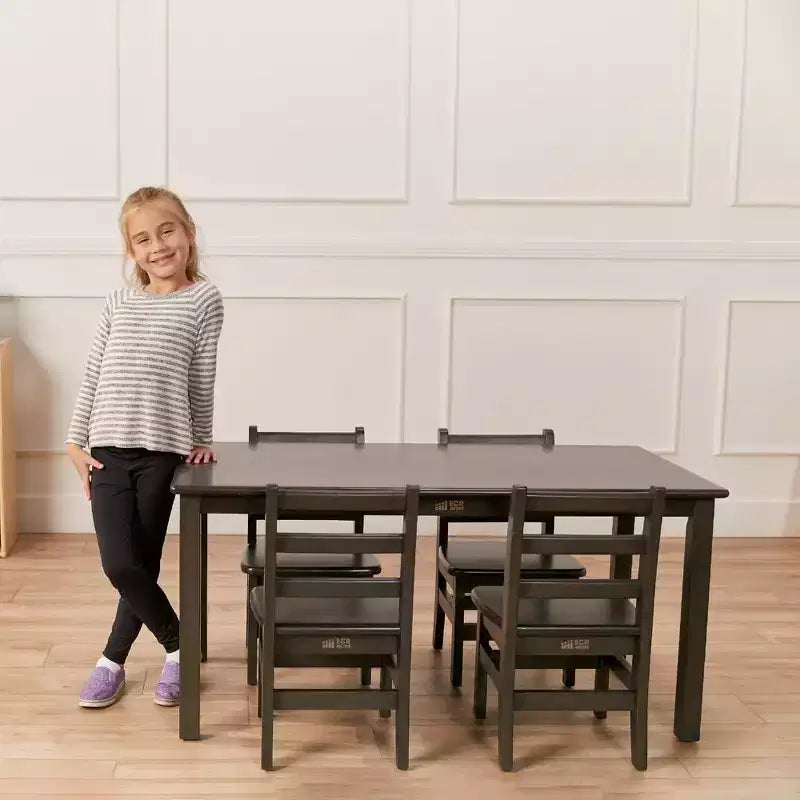 Tavolo rettangolare per bambini in legno di gomma, 122 x 61 x 58 cm, certificato GREENGUARD Gold, colori assortiti