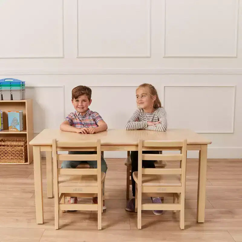 Tavolo rettangolare per bambini in legno di gomma, 122 x 61 x 58 cm, certificato GREENGUARD Gold, colori assortiti