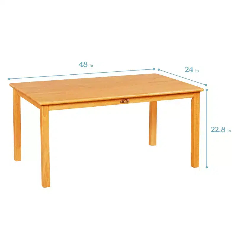Tavolo rettangolare per bambini in legno di gomma, 122 x 61 x 58 cm, certificato GREENGUARD Gold, colori assortiti
