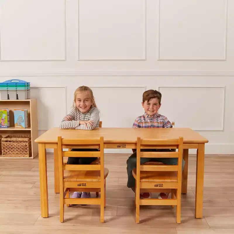 Tavolo rettangolare per bambini in legno di gomma, 122 x 61 x 58 cm, certificato GREENGUARD Gold, colori assortiti