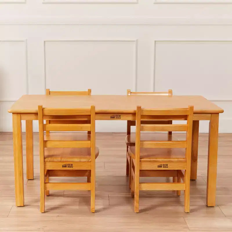 Tavolo rettangolare per bambini in legno di gomma, 122 x 61 x 58 cm, certificato GREENGUARD Gold, colori assortiti