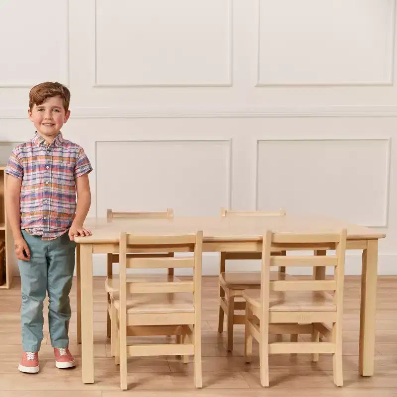 Tavolo rettangolare per bambini in legno di gomma, 122 x 61 x 58 cm, certificato GREENGUARD Gold, colori assortiti