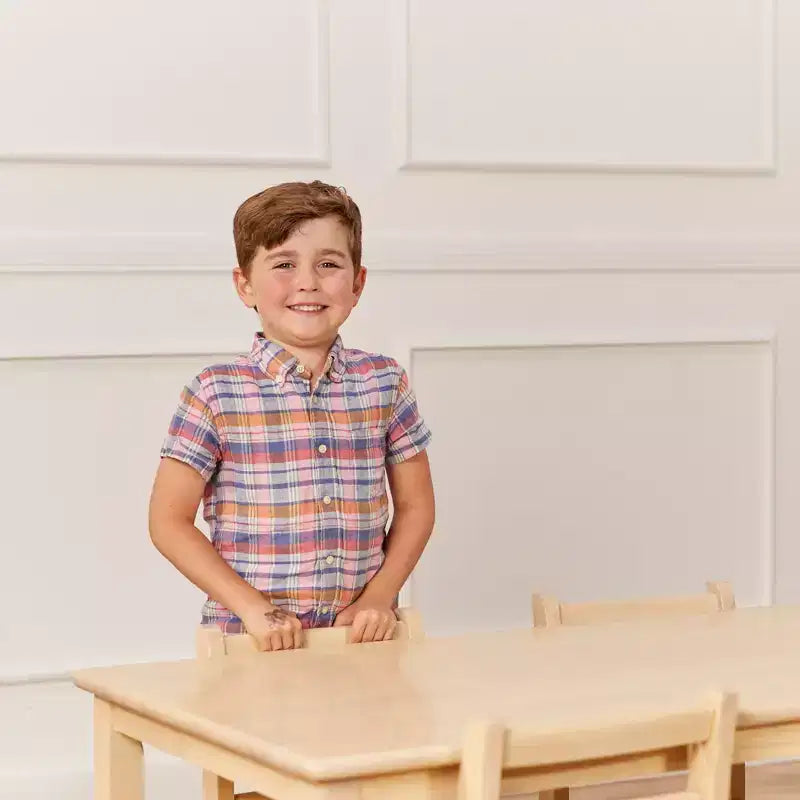 Tavolo rettangolare per bambini in legno di gomma, 122 x 61 x 58 cm, certificato GREENGUARD Gold, colori assortiti