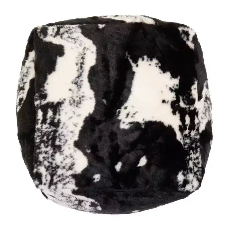 Pouf in pelliccia sintetica con stampa a pelle di mucca – 50,8 L x 50,8 P x 35,6 A cm, capacità 90,7 kg