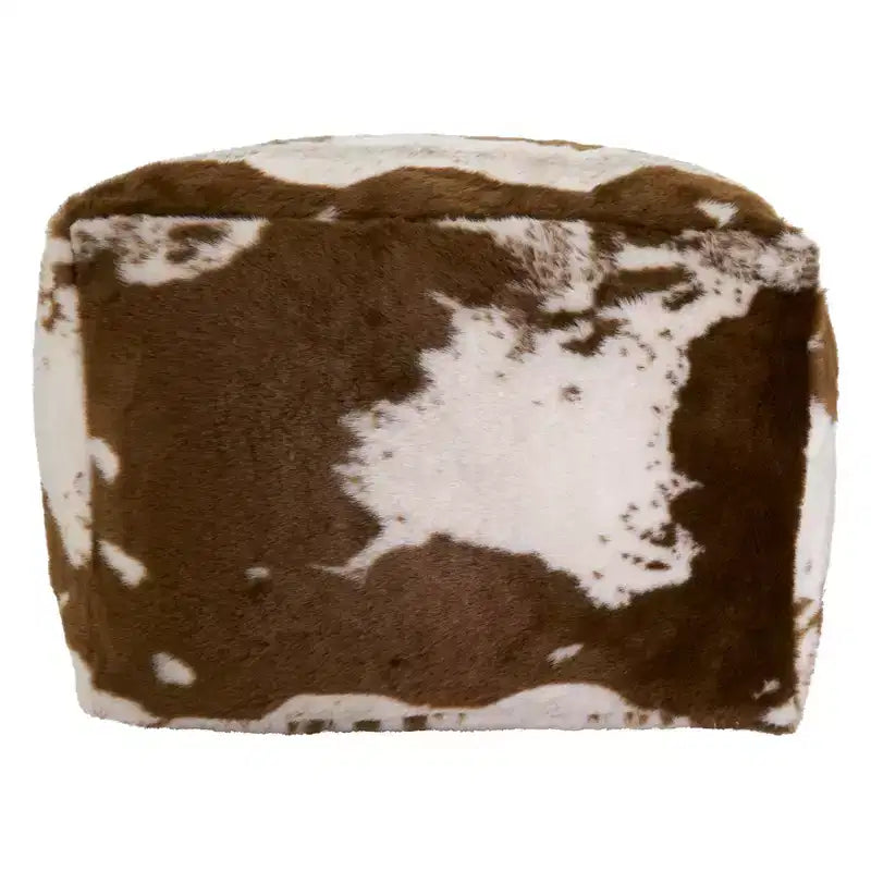 Pouf in pelliccia sintetica con stampa a pelle di mucca – 50,8 L x 50,8 P x 35,6 A cm, capacità 90,7 kg