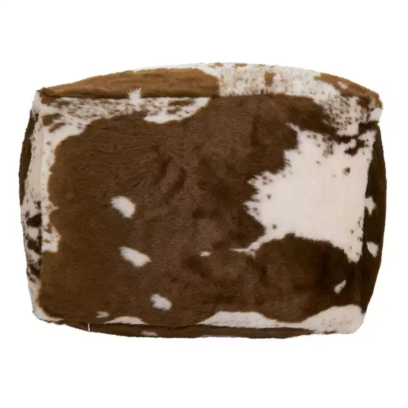 Pouf in pelliccia sintetica con stampa a pelle di mucca – 50,8 L x 50,8 P x 35,6 A cm, capacità 90,7 kg