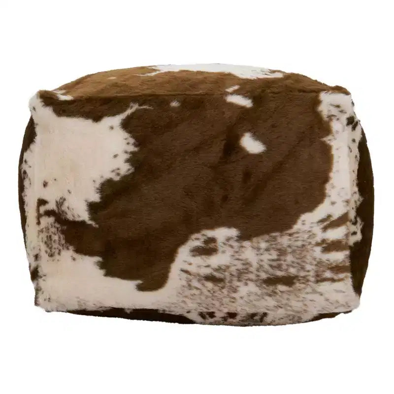 Pouf in pelliccia sintetica con stampa a pelle di mucca – 50,8 L x 50,8 P x 35,6 A cm, capacità 90,7 kg