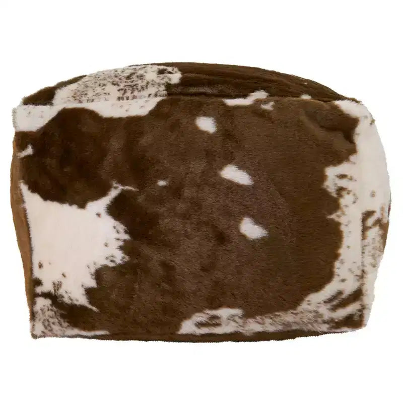 Pouf in pelliccia sintetica con stampa a pelle di mucca – 50,8 L x 50,8 P x 35,6 A cm, capacità 90,7 kg