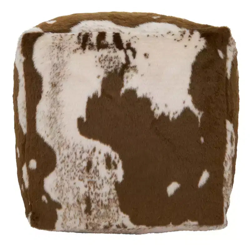 Pouf in pelliccia sintetica con stampa a pelle di mucca – 50,8 L x 50,8 P x 35,6 A cm, capacità 90,7 kg