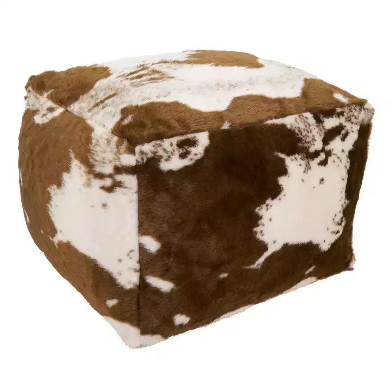 Pouf in pelliccia sintetica con stampa a pelle di mucca – 50,8 L x 50,8 P x 35,6 A cm, capacità 90,7 kg