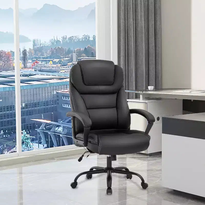Sedia da ufficio direzionale Big & Tall con supporto lombare, seduta ampia, altezza regolabile e girevole