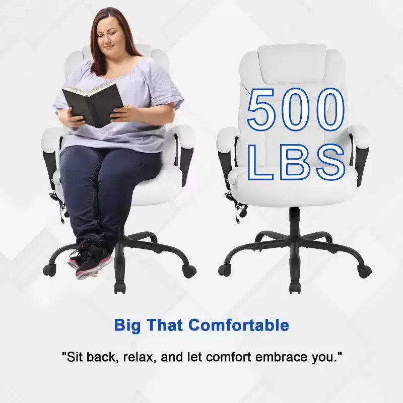 Sedia da ufficio direzionale Big & Tall con supporto lombare, seduta ampia, altezza regolabile e girevole