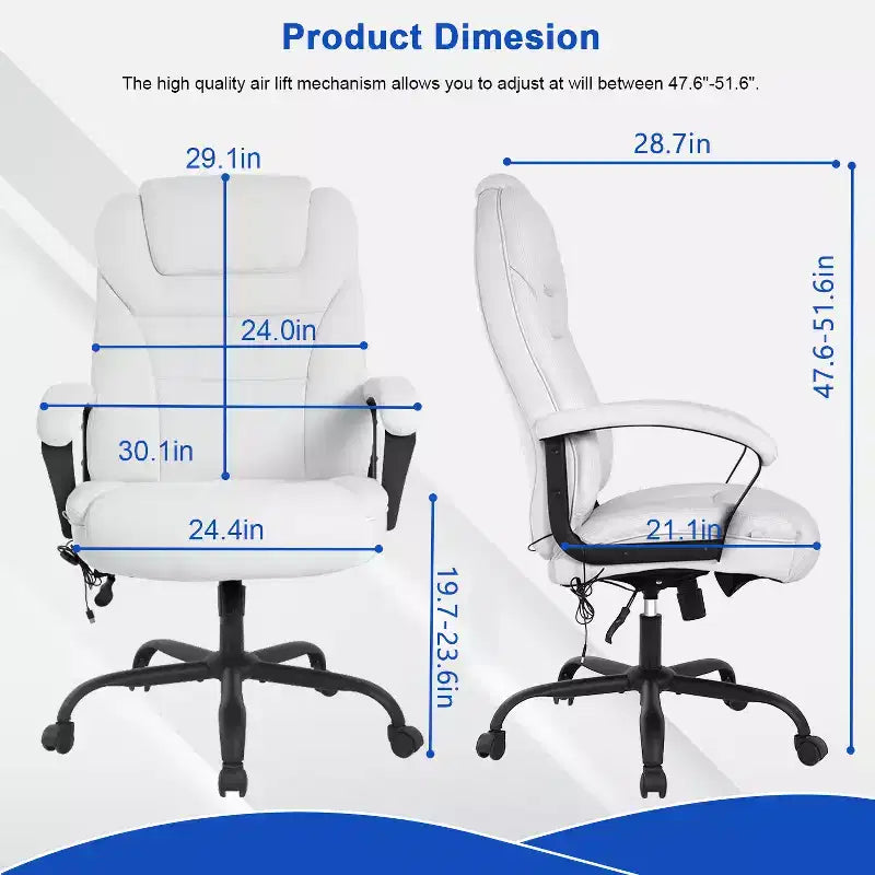 Sedia da ufficio direzionale Big & Tall con supporto lombare, seduta ampia, altezza regolabile e girevole