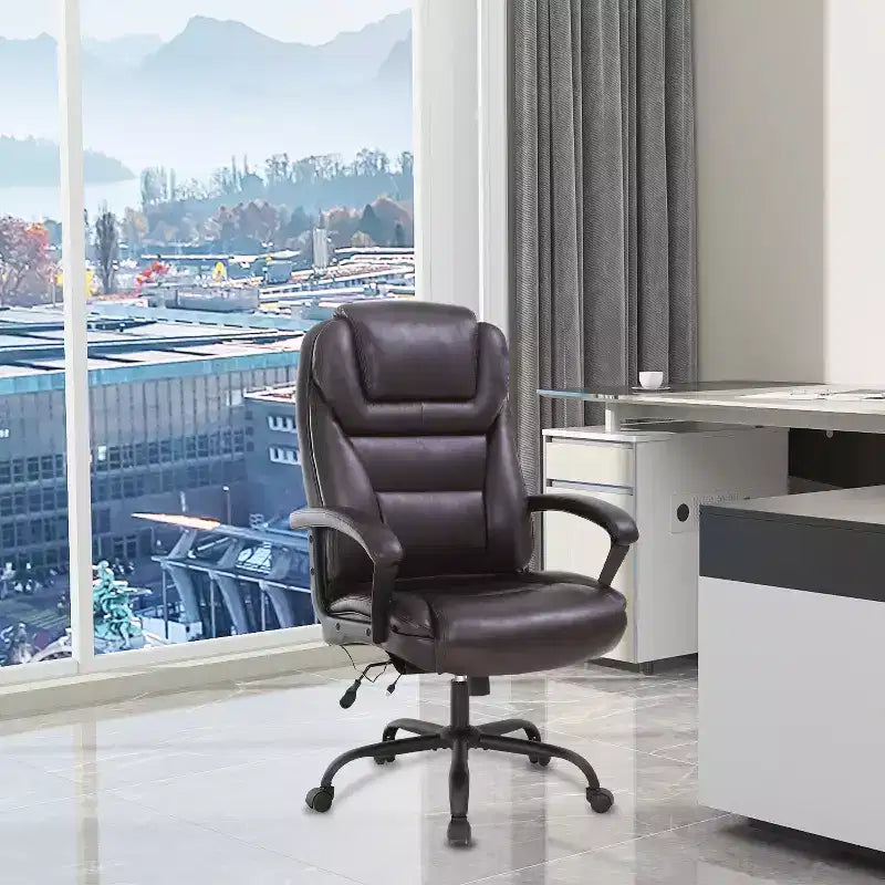 Sedia da ufficio direzionale Big & Tall con supporto lombare, seduta ampia, altezza regolabile e girevole