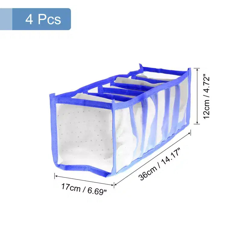 Organizer pieghevoli in rete di nylon per cassetti, contenitori a 7 scomparti per calze, biancheria intima e cravatte, set da 4