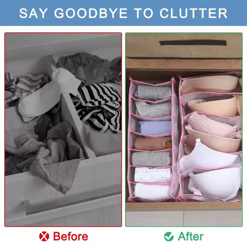 Organizer pieghevoli in rete di nylon per cassetti, contenitori a 7 scomparti per calze, biancheria intima e cravatte, set da 4