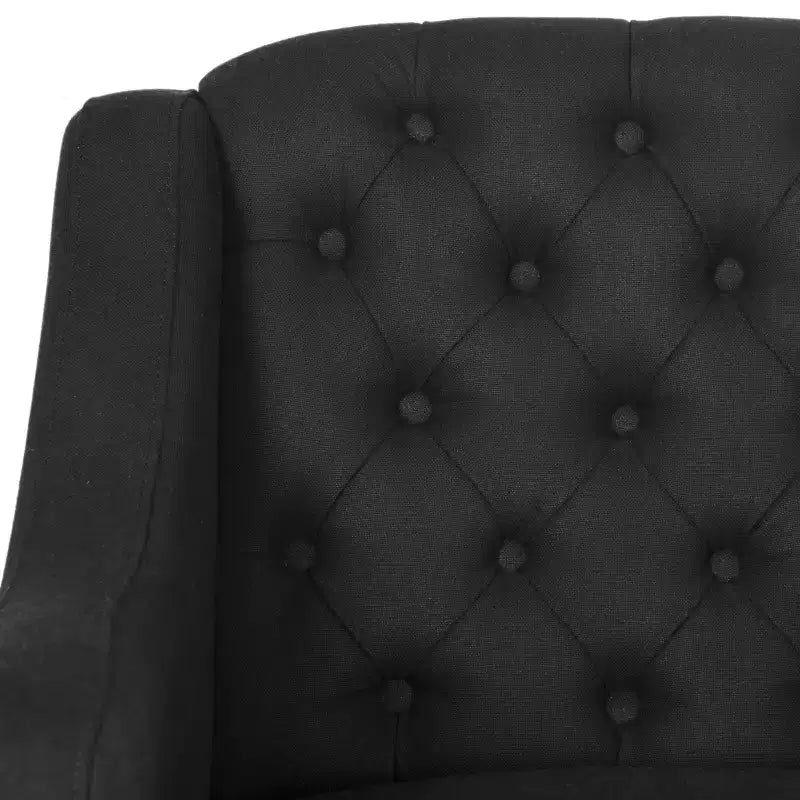 Sedia da scrivania in lino capitonné con altezza regolabile e rotelle – Nero/Tortora, capacità 240 lb
